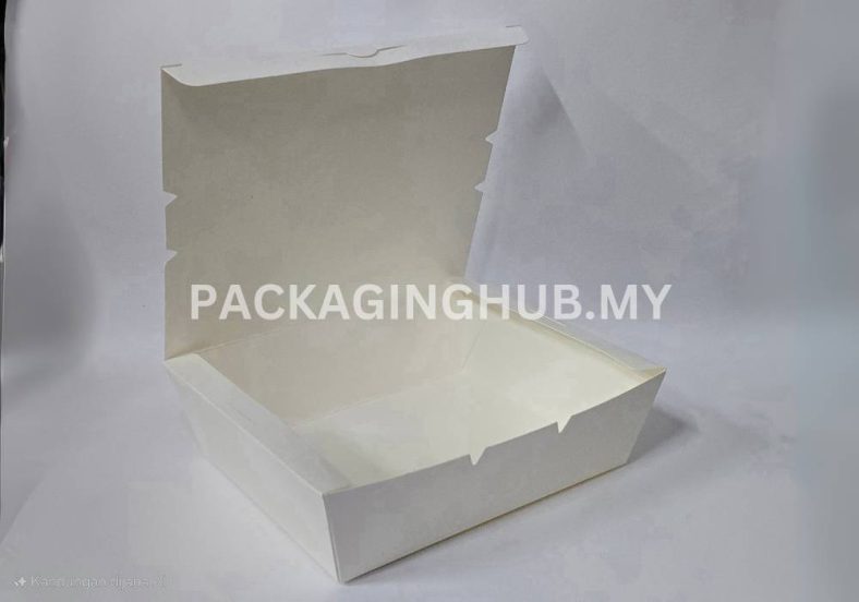 PAPER LUNCH BOX WHITE XL T230*187mm B200*160mm H65mm [Update Jan'25]