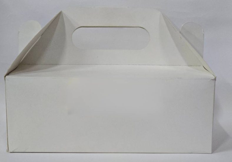 CAKE CARRY BOX WHITE w/HANDLE 240X150X90mm - Image 3