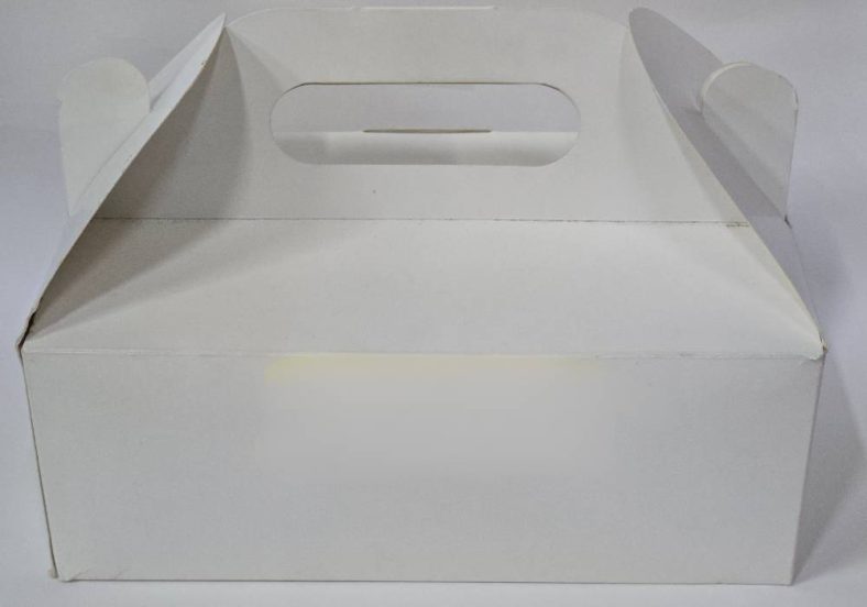 CAKE CARRY BOX WHITE w/HANDLE 240X150X90mm - Image 2