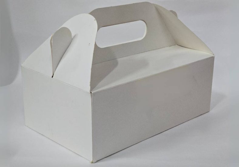 CAKE CARRY BOX WHITE w/HANDLE 240X150X90mm