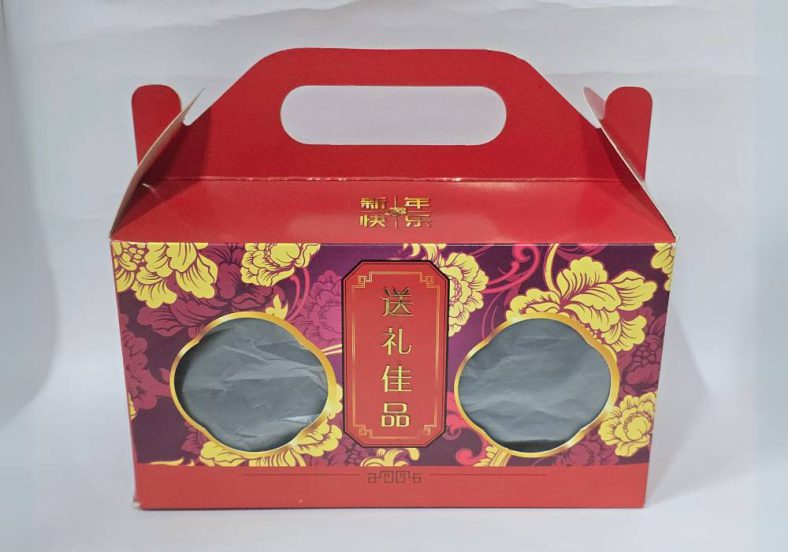 CAKE CARRY BOX RED CNY w/HANDLE 153x105x85mm - Image 2