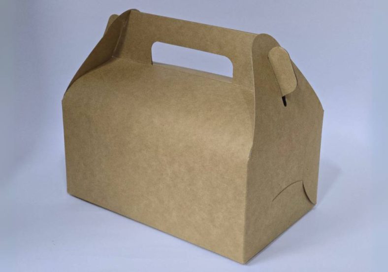 CAKE CARRY BOX WINDOW BROWN w/HANDLE 170x105x80mm - Image 2