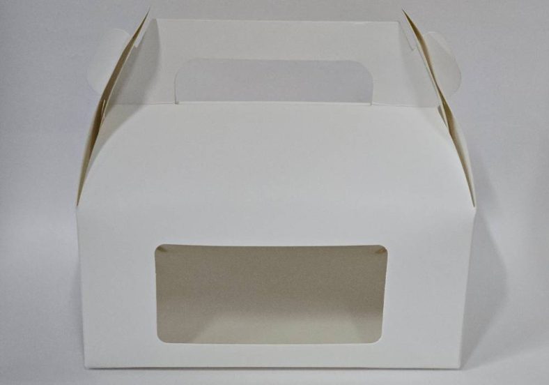 CAKE CARRY BOX WINDOW WHITE w/HANDLE 170x105x80mm - Image 2