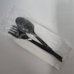 6.5" PREMIUM BLACK CUTLERY 3in1 SET (FORK + SPOON + LUNCHEON NAPKIN TISSUE)