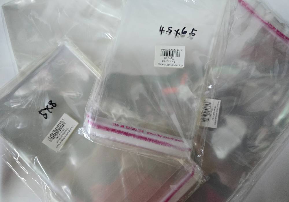 OPP BAG CLEAR SELF ADHESIVE 4.5x6.5" / 5x8" / 6x9" / 7x10" / 8x12" / 9x14" / 10x16" / 12x18"